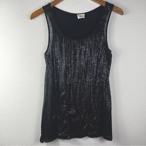 Always Black Sequin Stretchy Sleeveless Tank Top Size Large Holiday